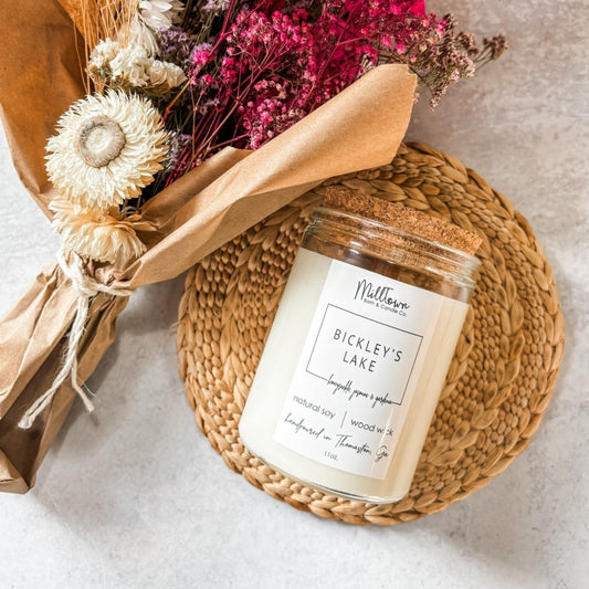 Bickley's Lake 100% Natural Soy Wax Wood Wick Candle Thomaston, GA