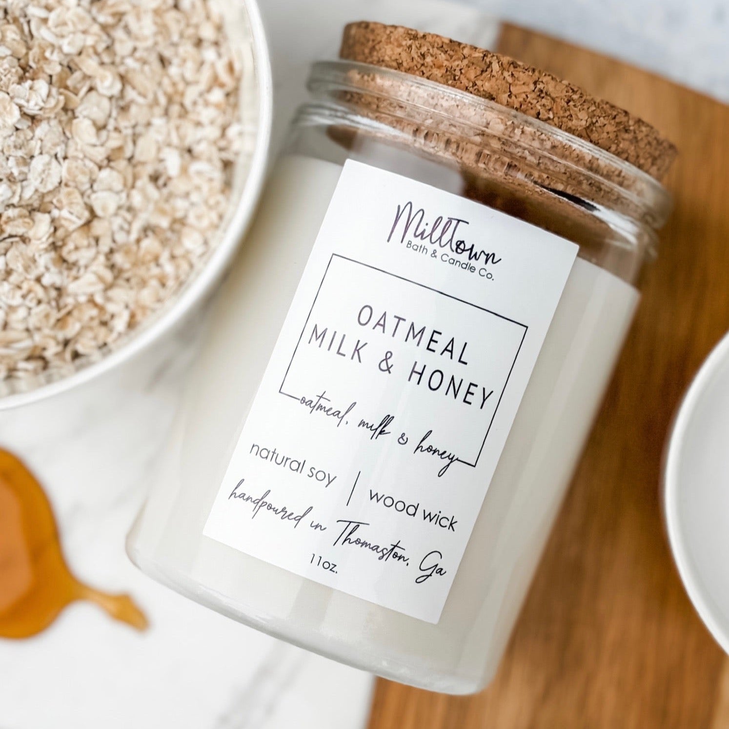 Oatmeal, Milk & Honey  100% Natural Soy Wax Wood Wick Candle Thomaston, GA