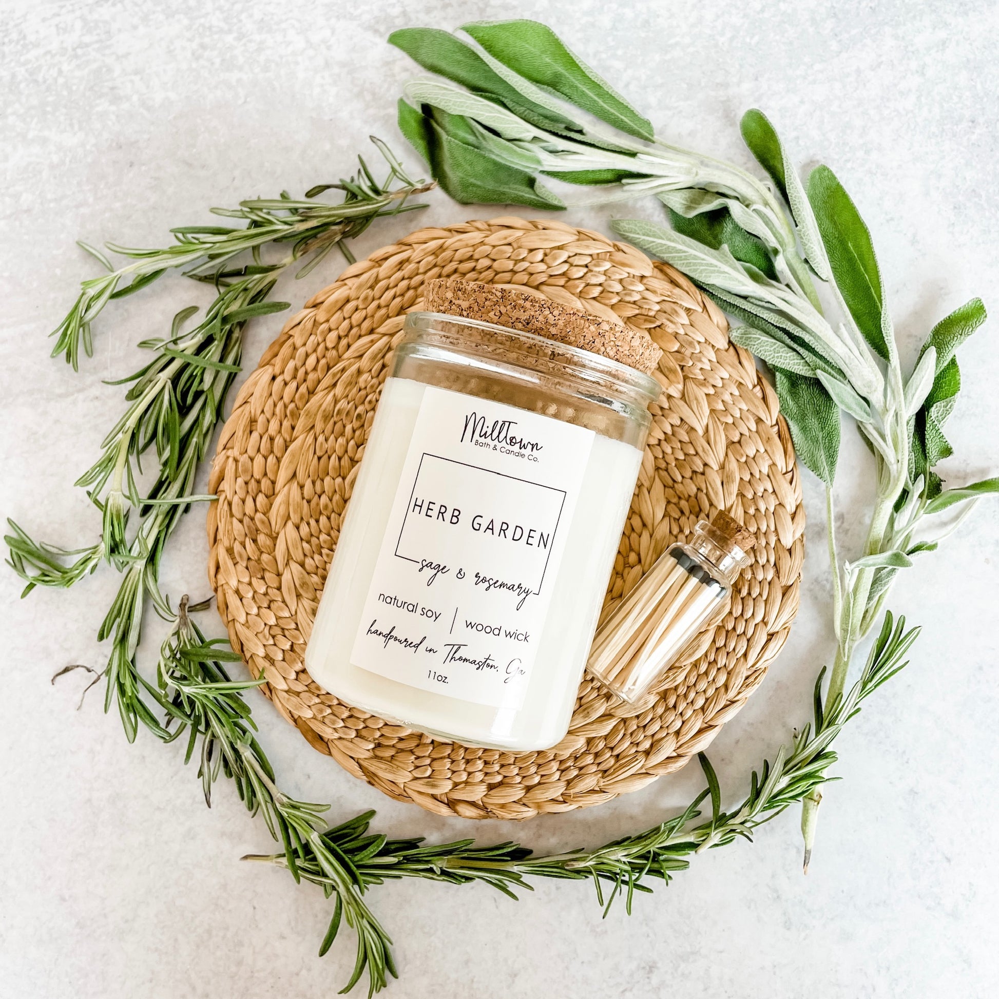 Herb Garden View  100% Natural Soy Wax Wood Wick Candle Thomaston, GA