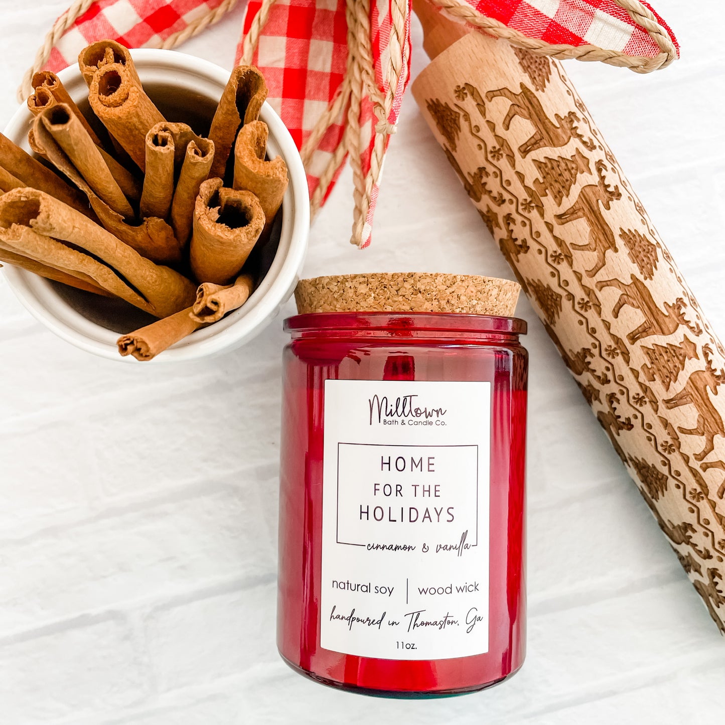 Home for the Holidays Cinnamon Vanilla Holiday Christmas Soy Wax Wood Wick Candle Thomaston, GA