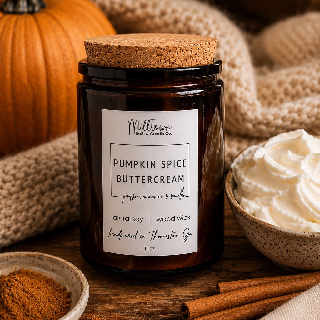Pumpkin spice buttercream soy candle thomaston, ga