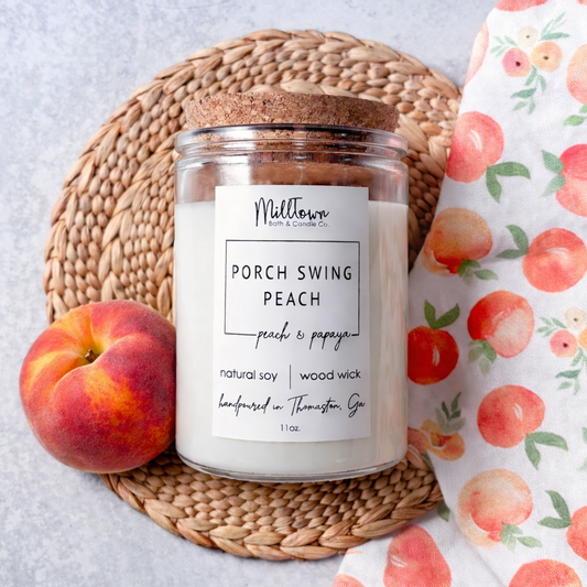 Peach Soy Candle Thomaston, GA Wooden Wick