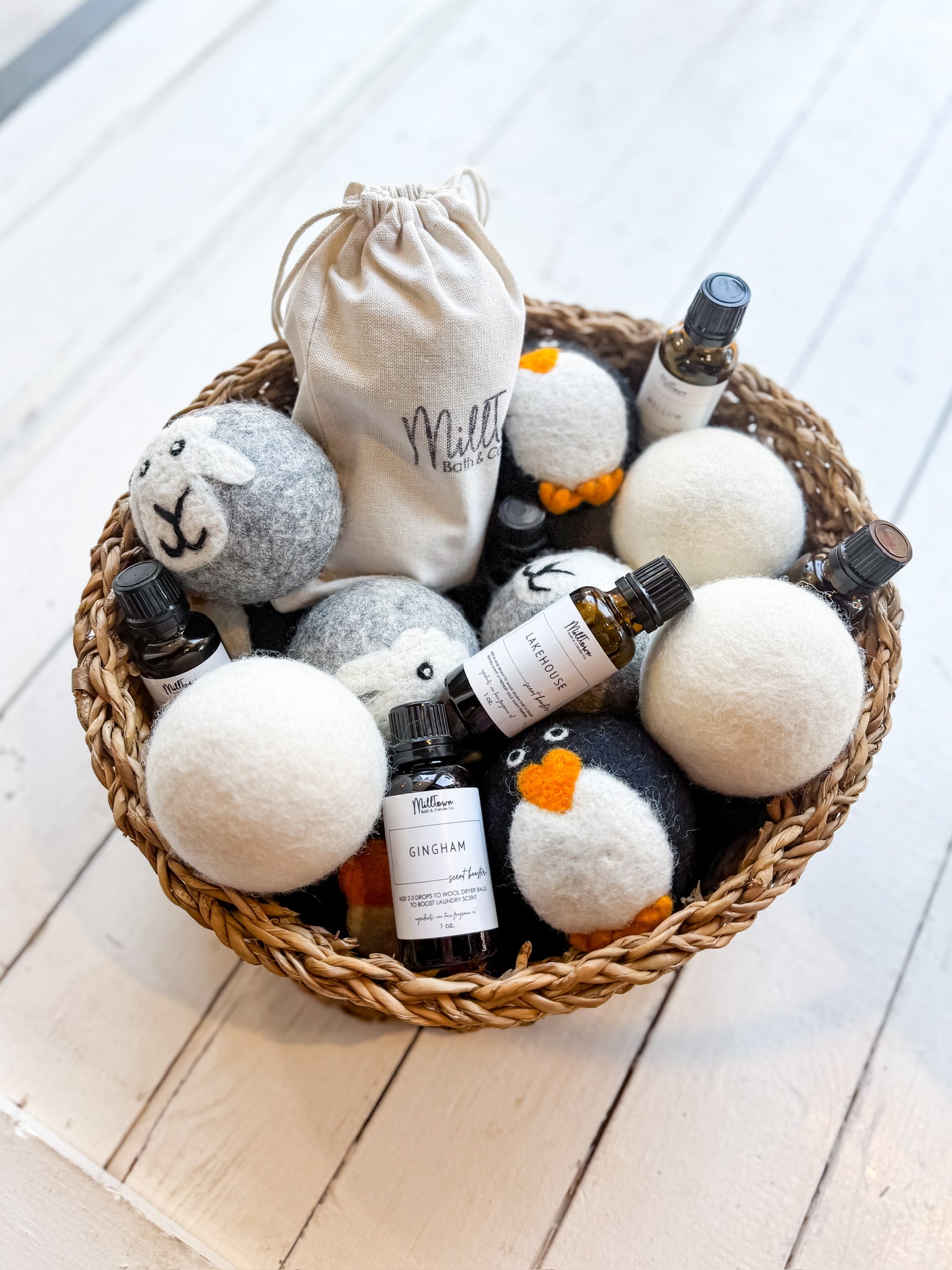 Laundry Set with Wool Dryer Ball and Scent Booster