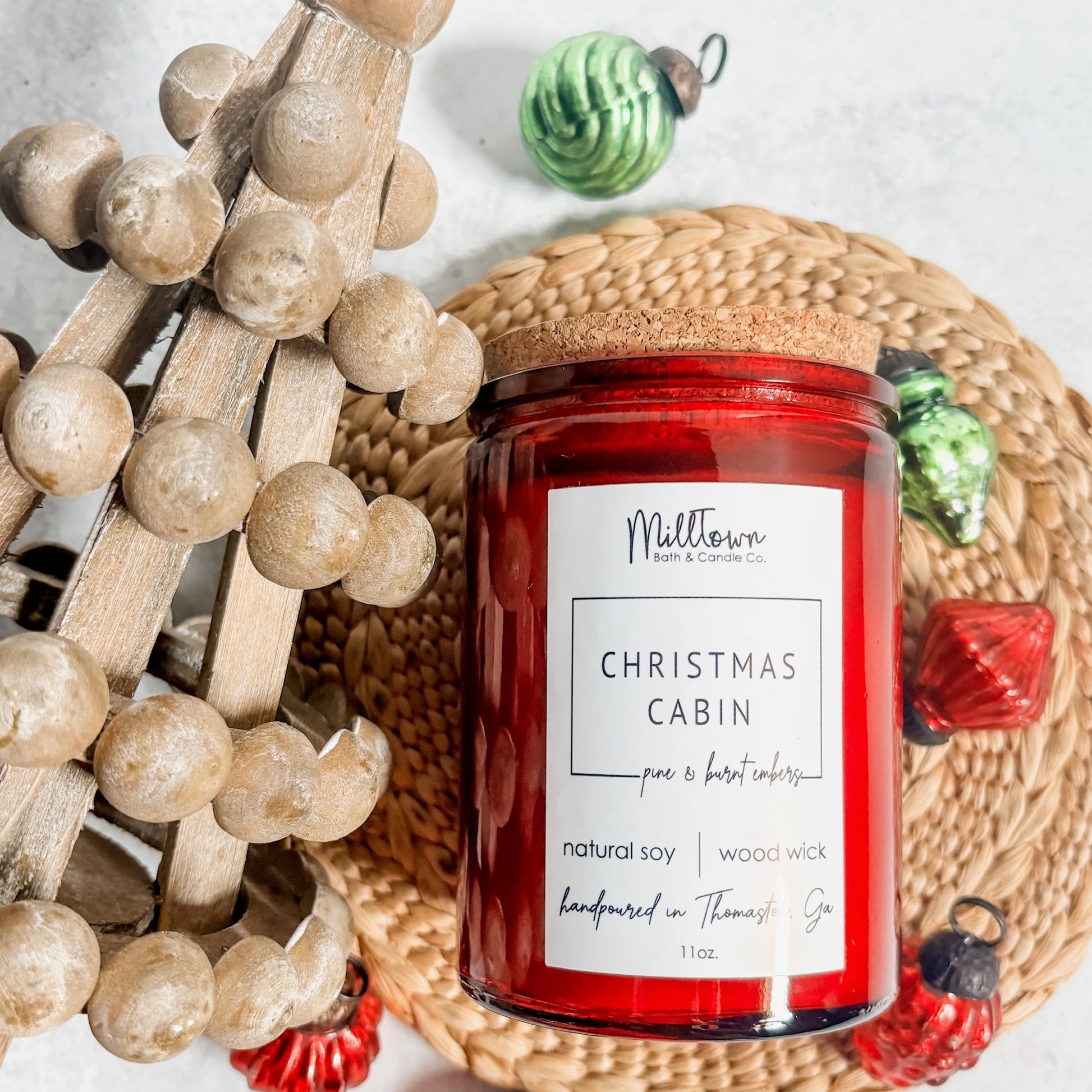 Christmas Cabin Holiday Christmas Soy Wax Wood Wick Candle Thomaston, GA