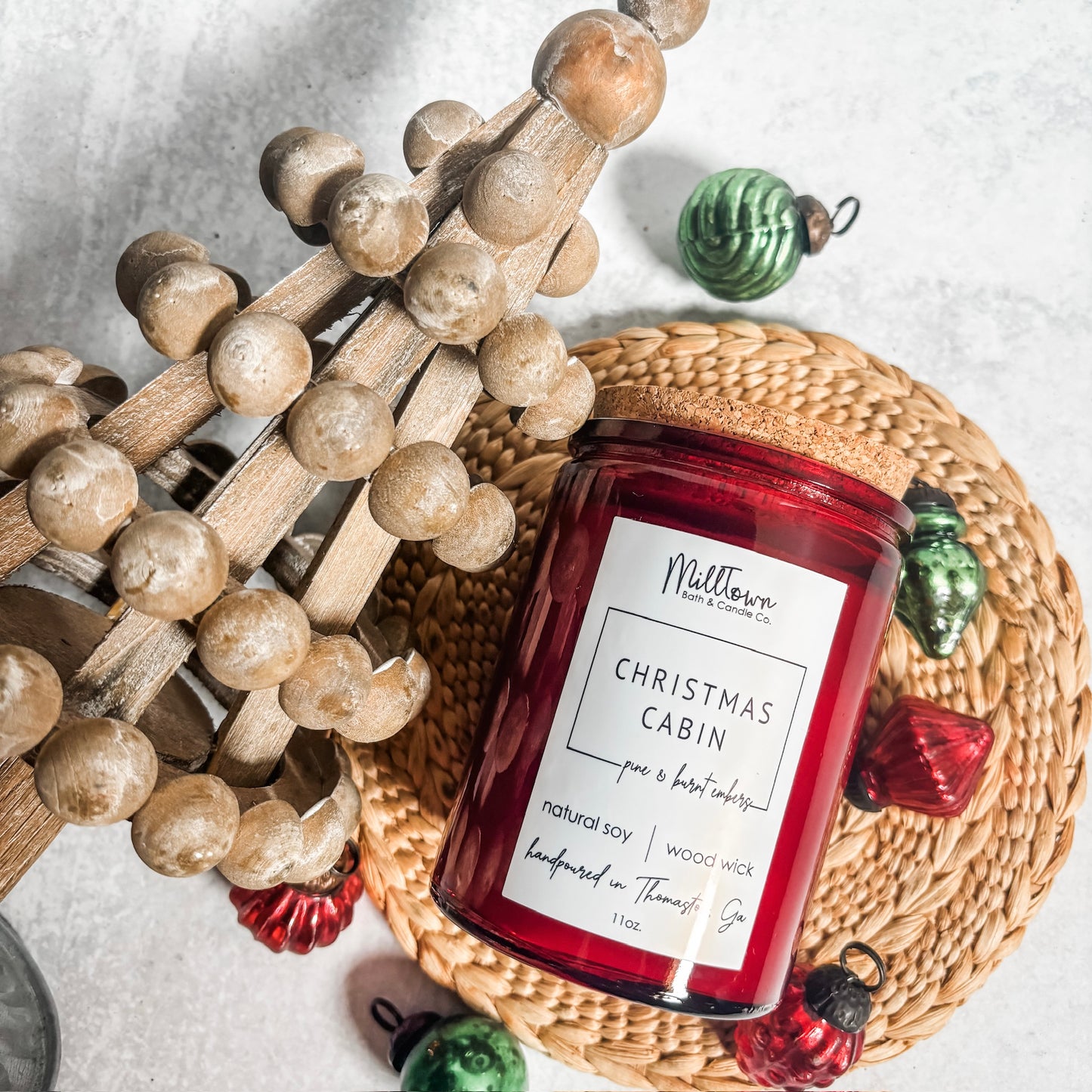 Christmas Cabin Side Holiday Christmas Soy Wax Wood Wick Candle Thomaston, GA