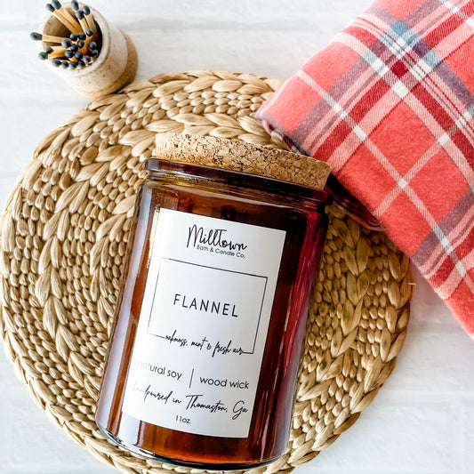 Flannel Fall 100% Natural Soy Wax Wood Wick Candle Thomaston, GA