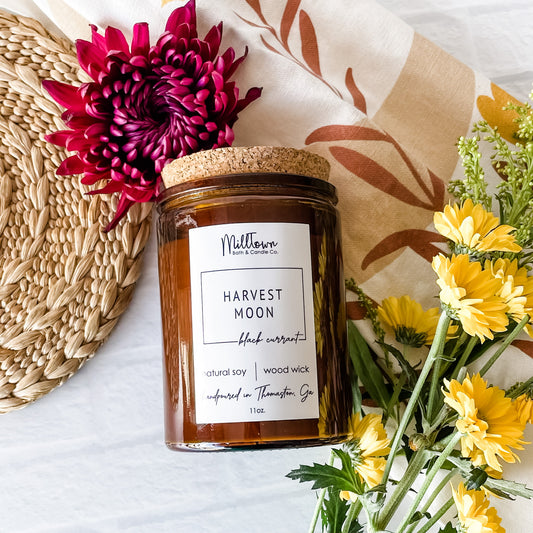 Harvest Moon Fall 100% Natural Soy Wax Wood Wick Candle Thomaston, GA